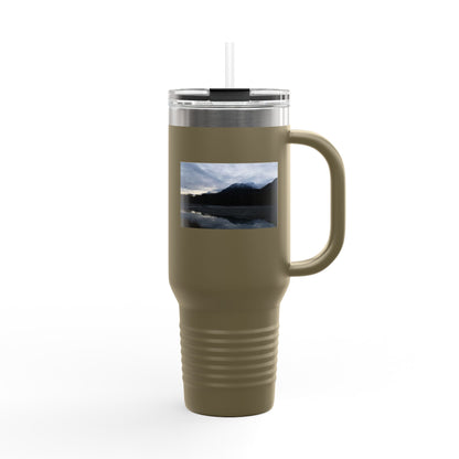 40oz Insulated Travel Mug – Scenic Lake Mountain Photo, Thermal Tumbler for Commuting & Outdoor Adventures