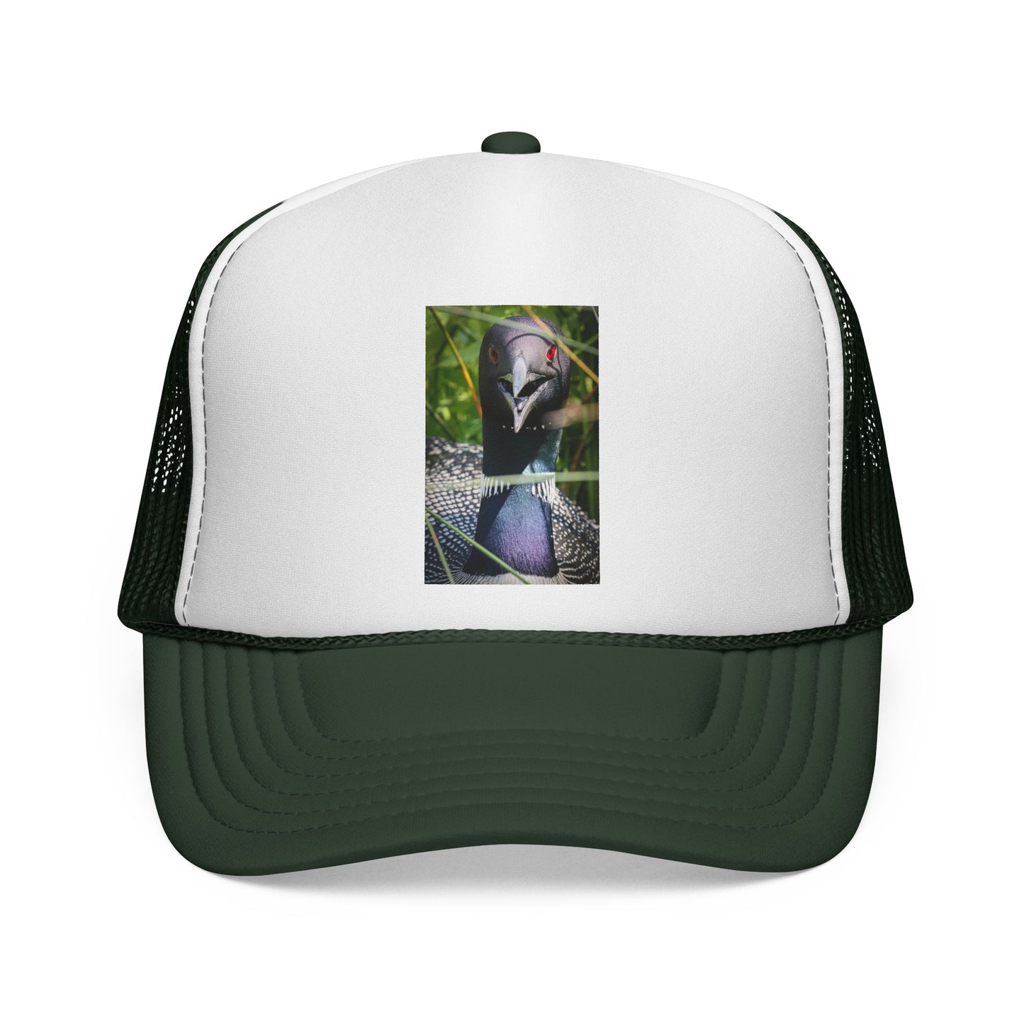 Peacock Portrait Trucker Cap — Colorful Bird Photo Mesh Hat