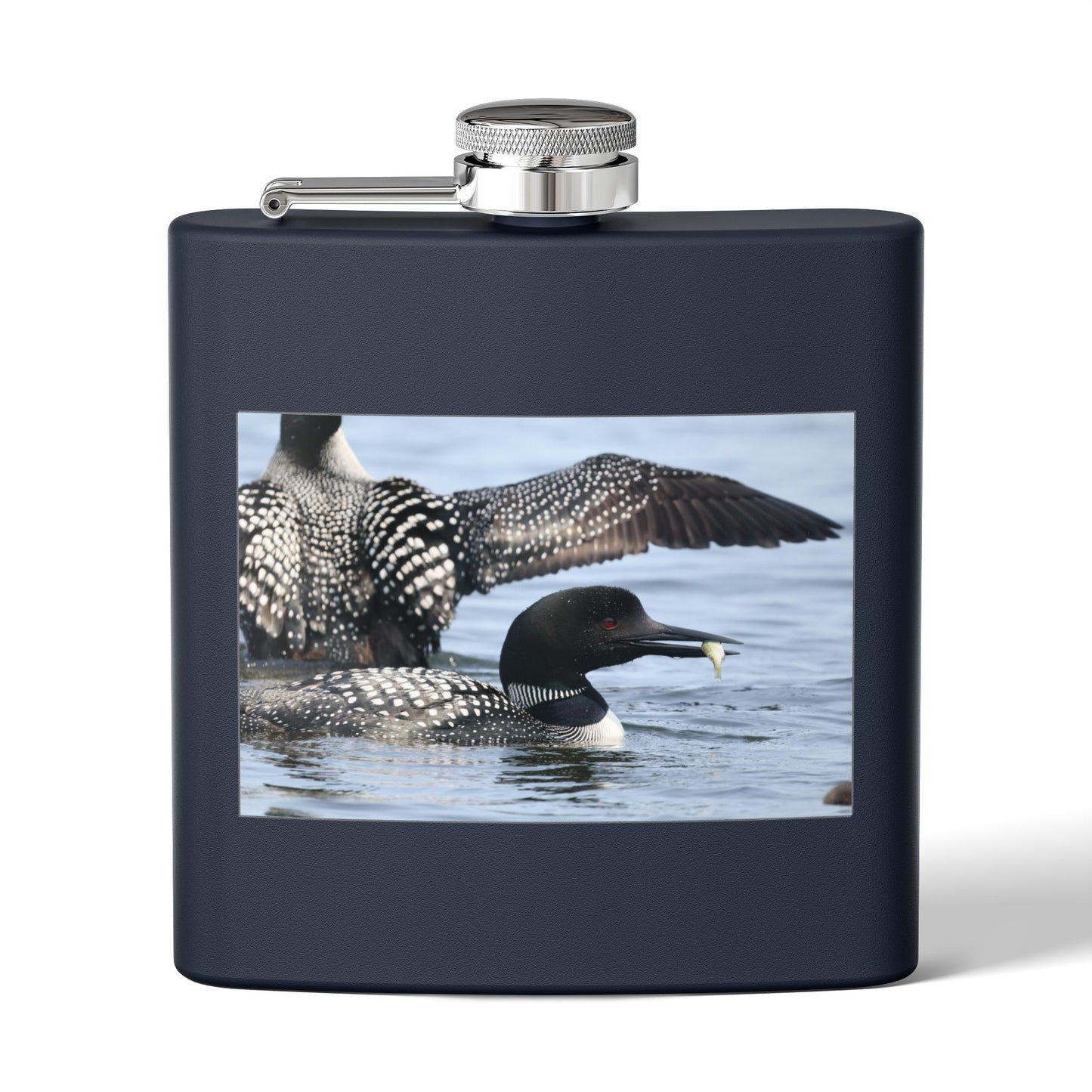 Loon Photo Stainless Steel Flask — 6oz Wildlife Drinking Hip Flask, Nature Lover Gift