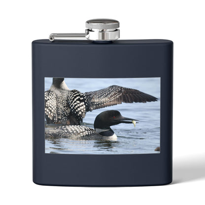 Loon Photo Stainless Steel Flask — 6oz Wildlife Drinking Hip Flask, Nature Lover Gift