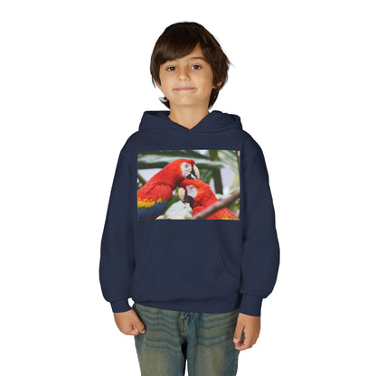 Youth Parrot Hoodie – Colorful Scarlet Macaw Kids Pullover