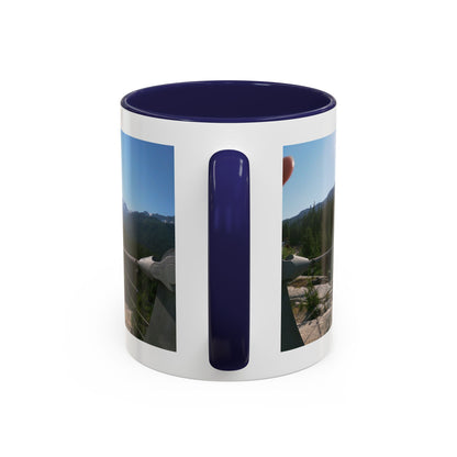 Bridge Trail Scenic Coffee Mug — Mountain Suspension Bridge Photo Accent Mug