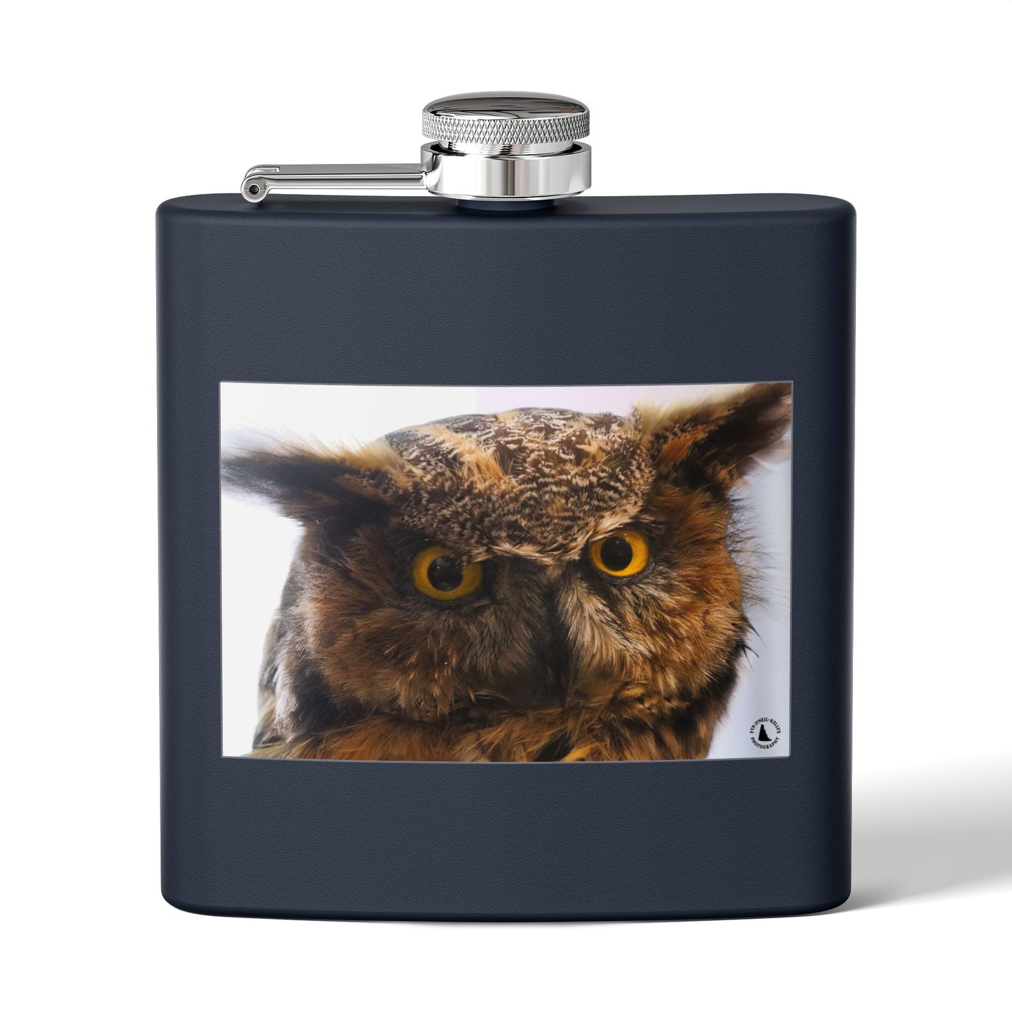Owl Portrait Stainless Steel Flask — 6oz Wildlife Gift