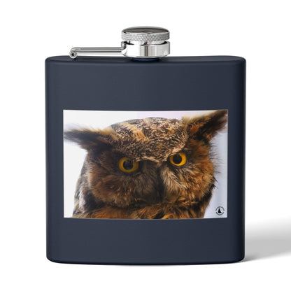 Owl Portrait Stainless Steel Flask — 6oz Wildlife Gift