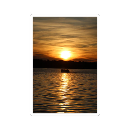 Sunset Over Lake Kiss-Cut Sticker — Golden Sunset Reflection Sticker