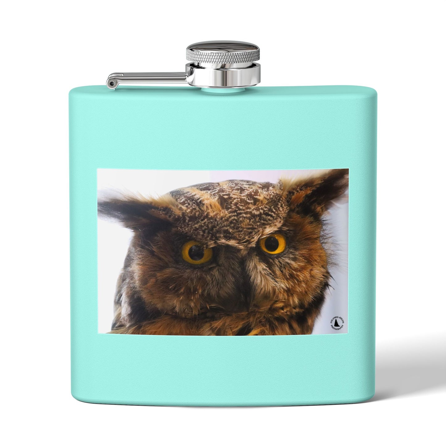 Owl Portrait Stainless Steel Flask — 6oz Wildlife Gift