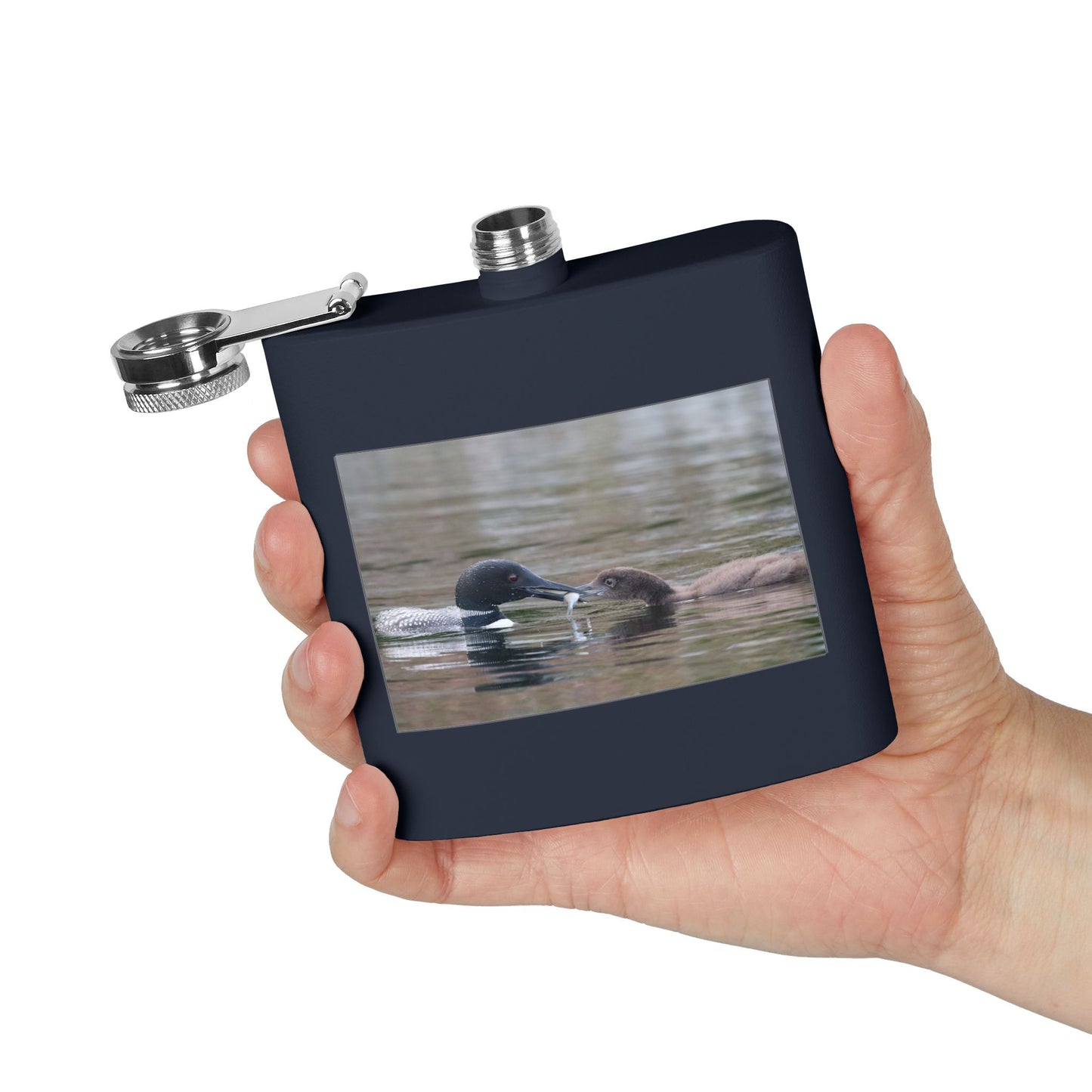 6oz Stainless Steel Flask — Duck Pair Wildlife Photo Hip Flask (Nature Lover Gift)
