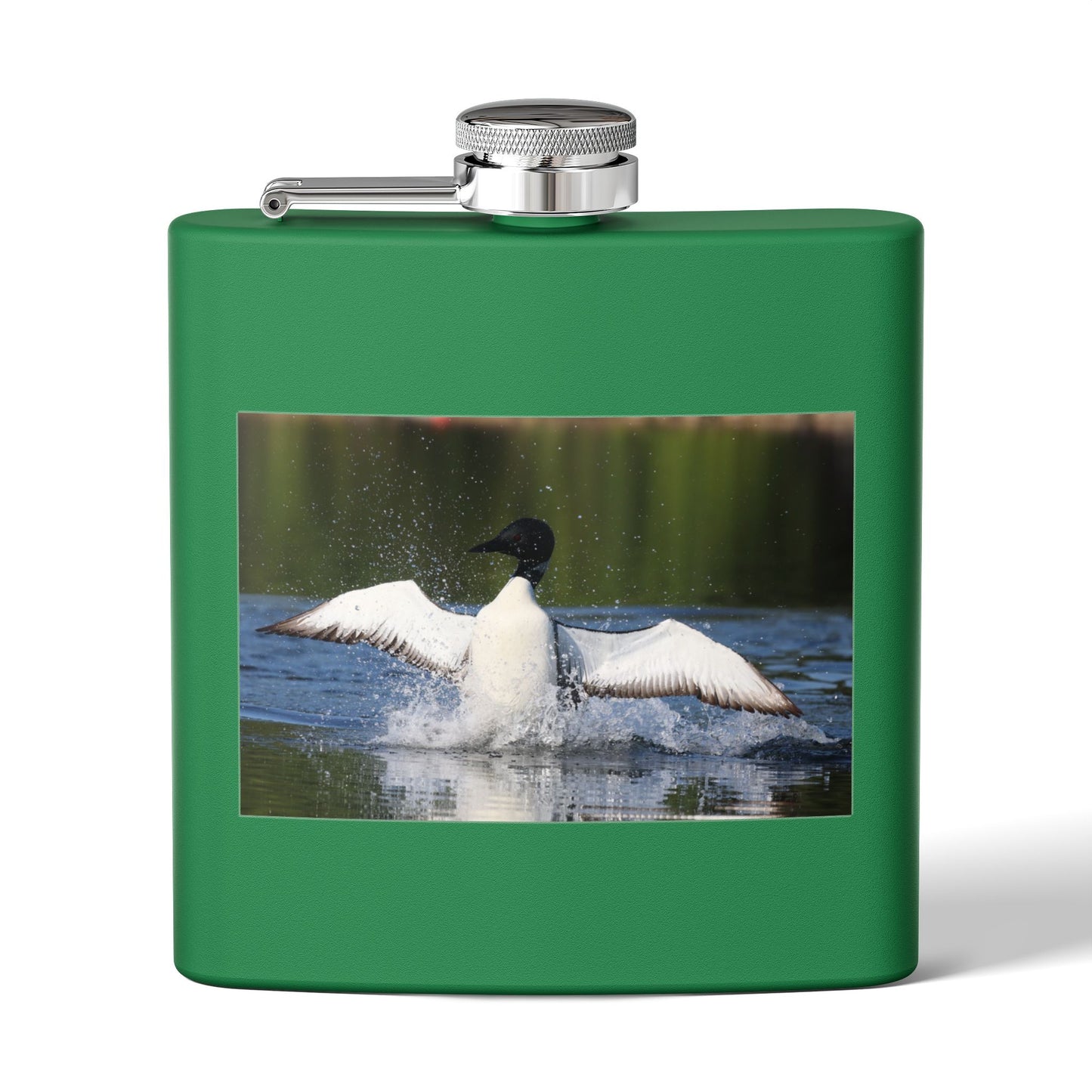 Duck Photography 6oz Stainless Steel Flask — Loon Splash Wildlife Hip Flask