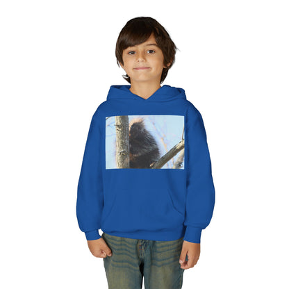 Youth Hoodie with Tree-Climbing Porcupine Photo – Cute Wildlife Kids Sweatshirt
