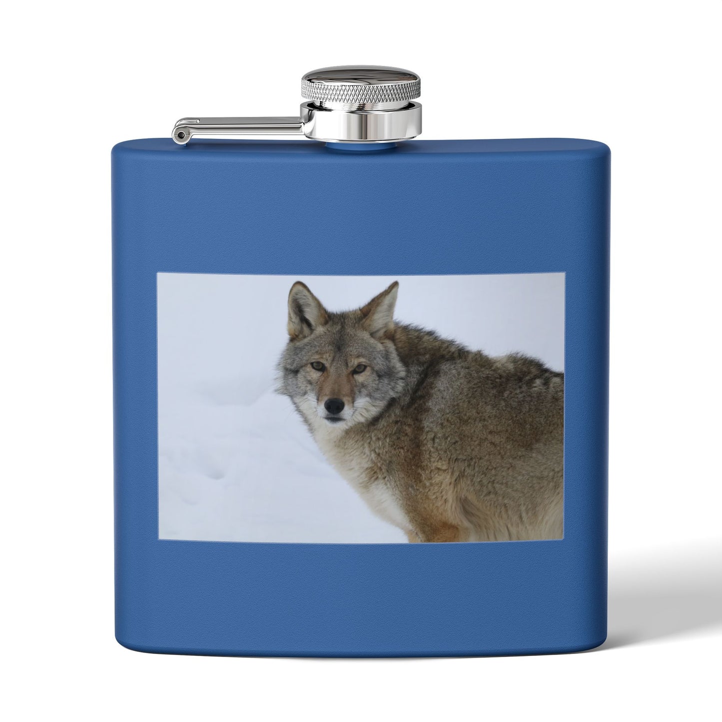 Coyote Photo Stainless Steel Flask — 6oz Wildlife Pocket Flask