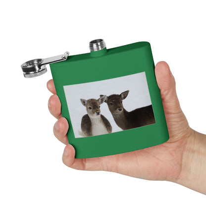 Deer Duo Stainless Steel Flask – 6oz Wildlife Pocket Hip Flask