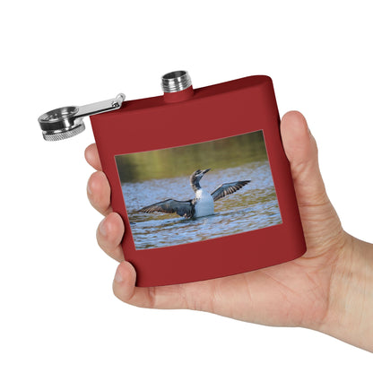 6oz Stainless Steel Flask with Diving Loon Photo – Wildlife Outdoors Gift