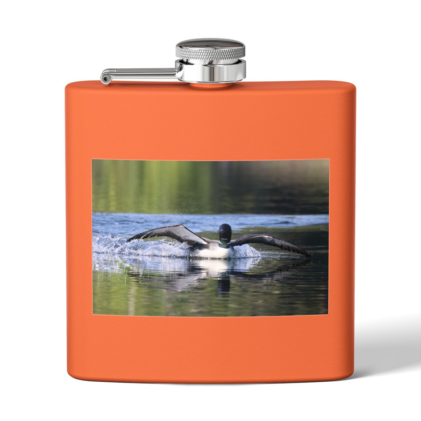 6oz Stainless Steel Flask with Diving Loon Photo – Wildlife Gift for Outdoor Enthusiasts