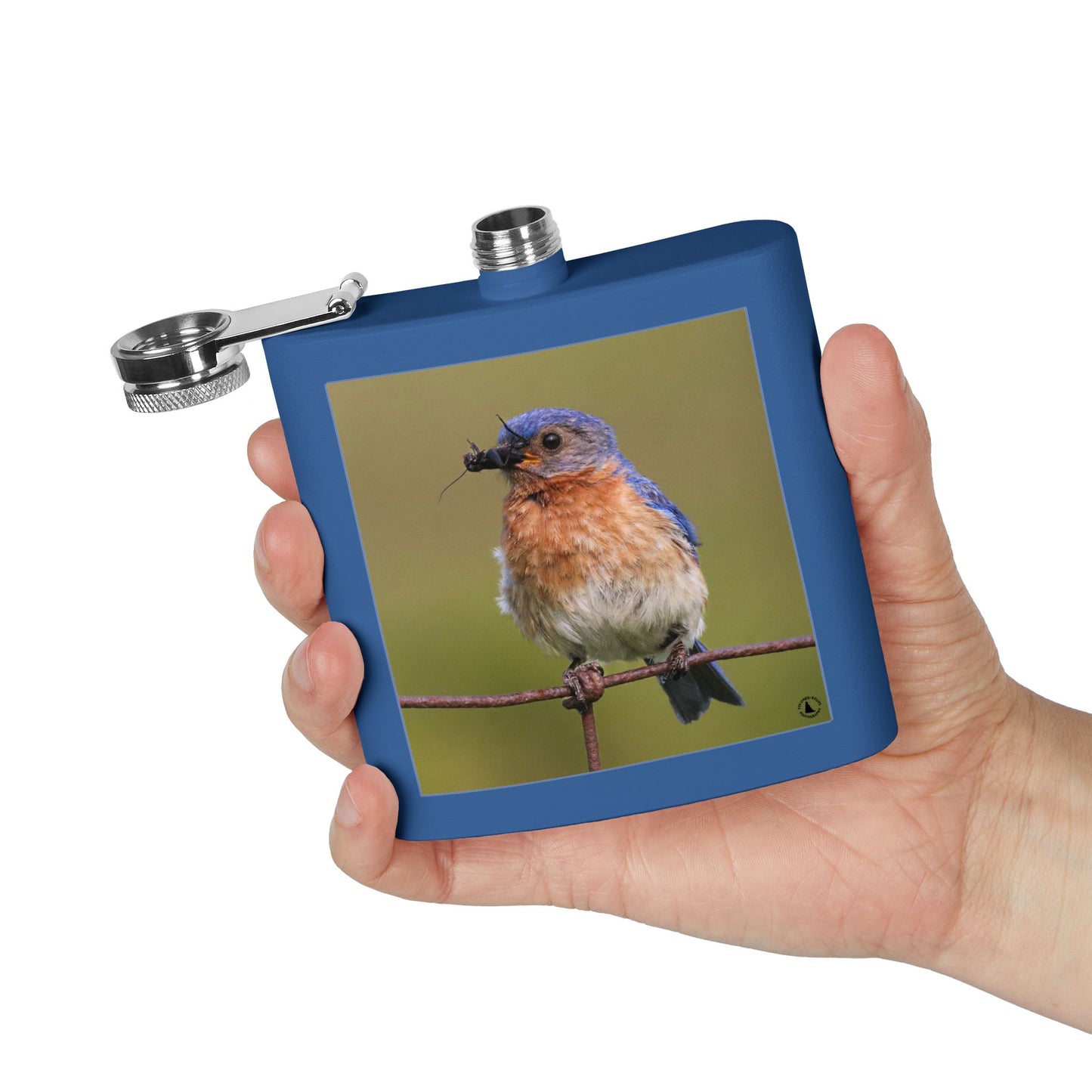 6oz Bluebird Stainless Steel Flask — Nature Photo Pocket Hip Flask