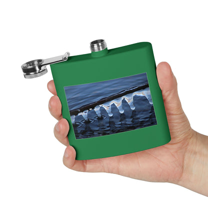 Ice Edge Flask — 6oz Stainless Steel Hip Flask with Winter Water Photography