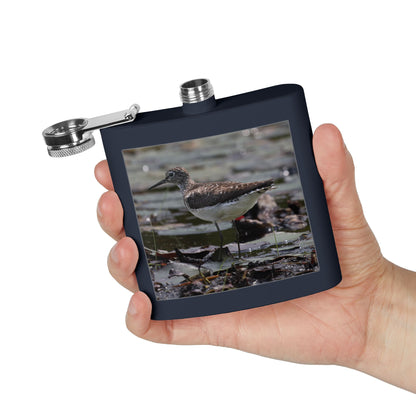 6oz Stainless Steel Flask – Sandpiper Wildlife Photo Hip Flask for Birdwatchers