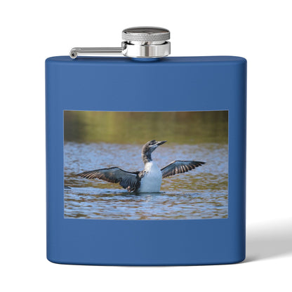 6oz Stainless Steel Flask with Diving Loon Photo – Wildlife Outdoors Gift