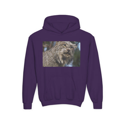 Youth Lynx Hoodie – Realistic Wildcat Photo Pullover for Kids