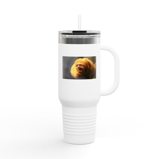 40oz Insulated Travel Mug with Cute Golden Pomeranian Photo