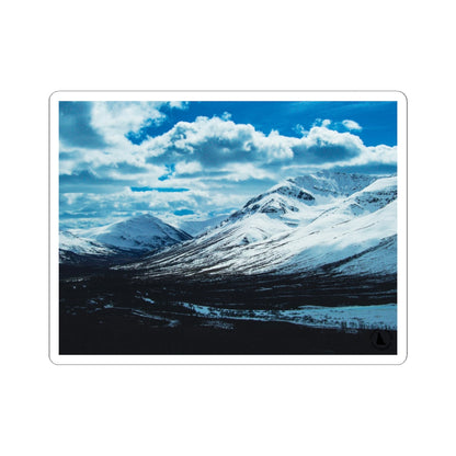 Snowy Mountain Landscape Kiss-Cut Sticker — Arctic Scenery Laptop Decal