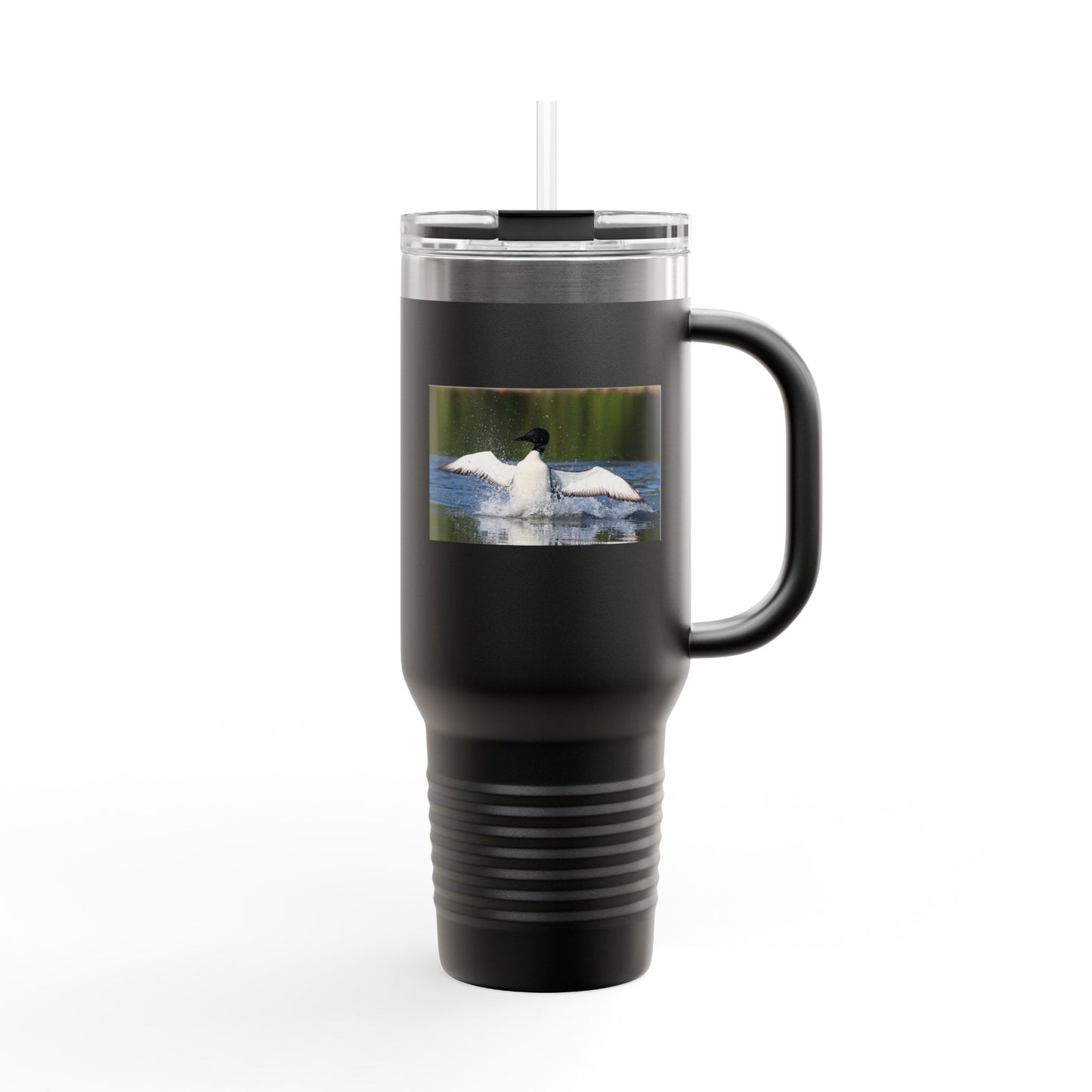 40oz Insulated Travel Mug - Black Guillemot Wildlife Photo