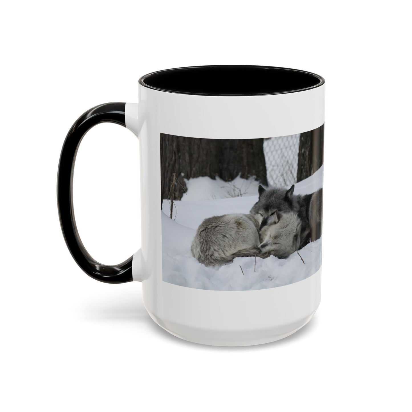 Wolf Pair Accent Coffee Mug – Winter Wildlife Photo Mug (11/15 oz)