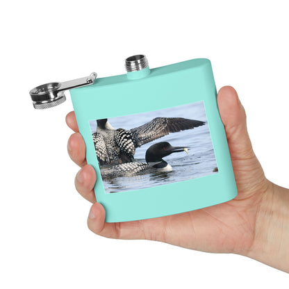 Loon Photo Stainless Steel Flask — 6oz Wildlife Drinking Hip Flask, Nature Lover Gift