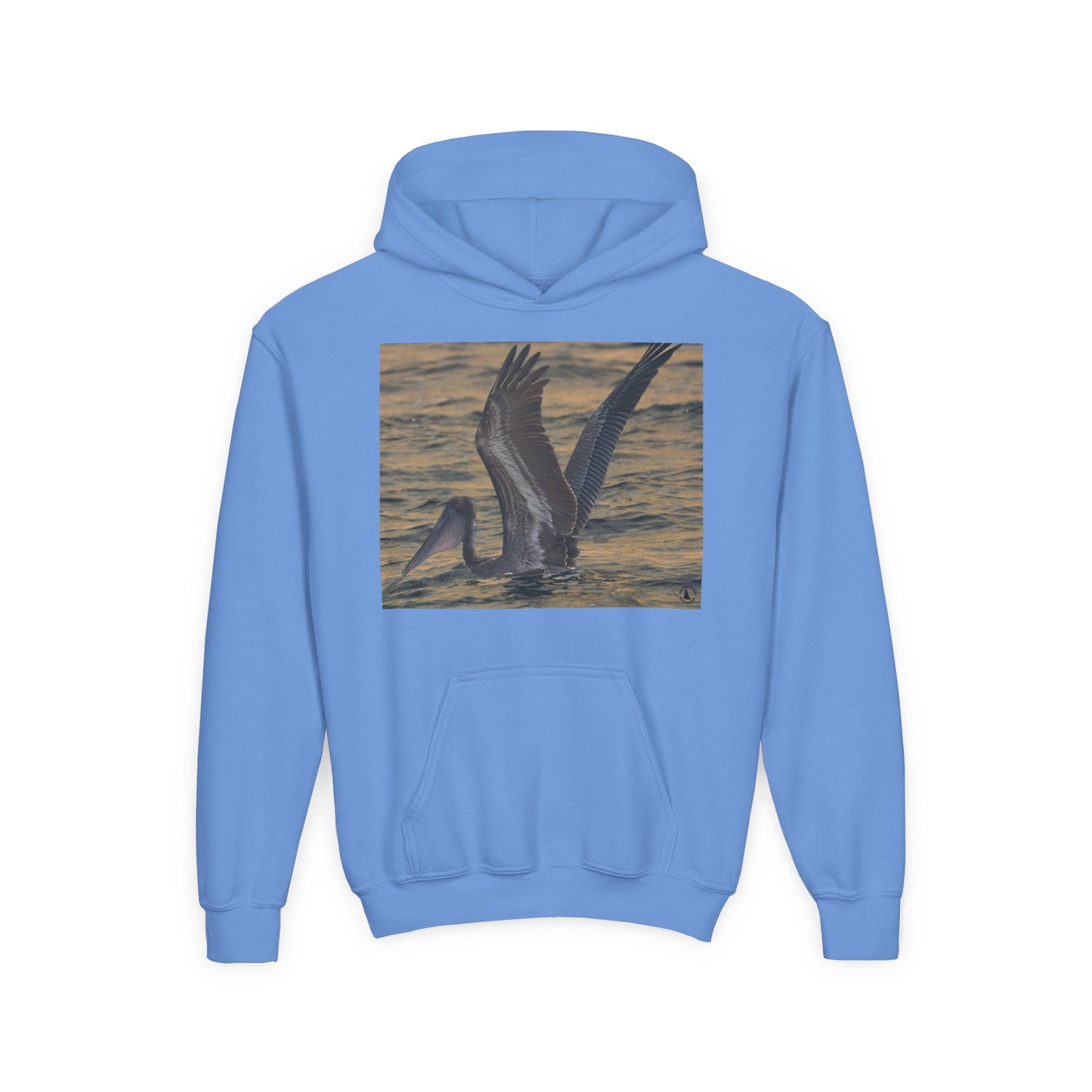 Youth Pelican Sunset Hoodie — Kids Beach Wildlife Pullover