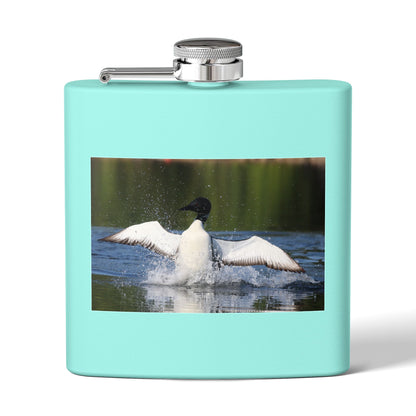 Duck Photography 6oz Stainless Steel Flask — Loon Splash Wildlife Hip Flask