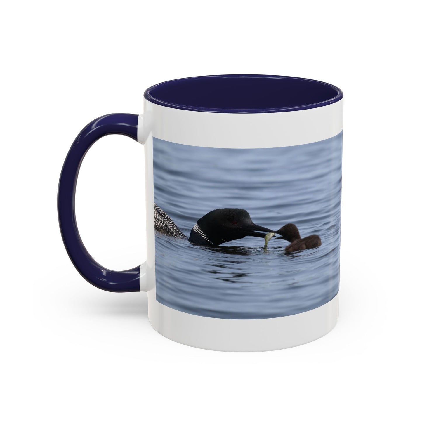 Loon Family Accent Coffee Mug — Scenic Lake Bird Photography (11/15oz)