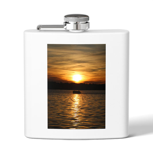 Sunset Lake Stainless Steel Flask — 6oz Travel Hip Flask