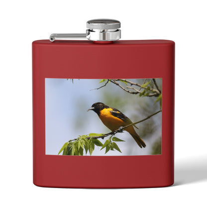 6oz Bird Photo Stainless Steel Flask — Baltimore Oriole Nature Gift