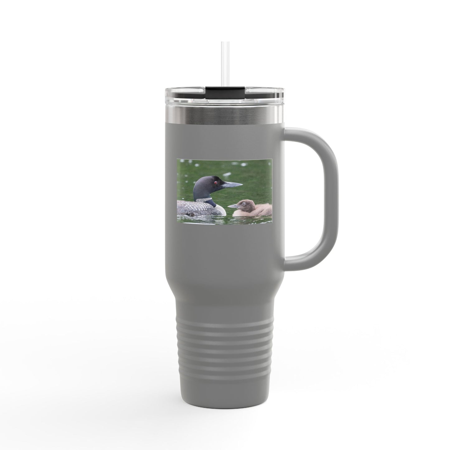 40oz Insulated Travel Mug with Duck and Duckling Photo