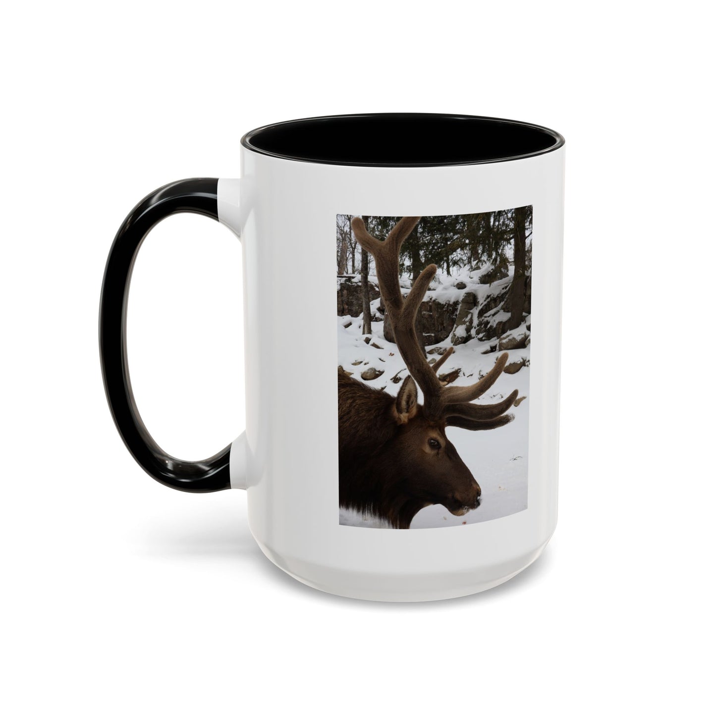 Elk in Snow Accent Coffee Mug — Nature Wildlife Photo Mug (11/15oz)