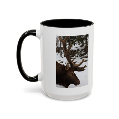 Elk in Snow Accent Coffee Mug — Nature Wildlife Photo Mug (11/15oz)