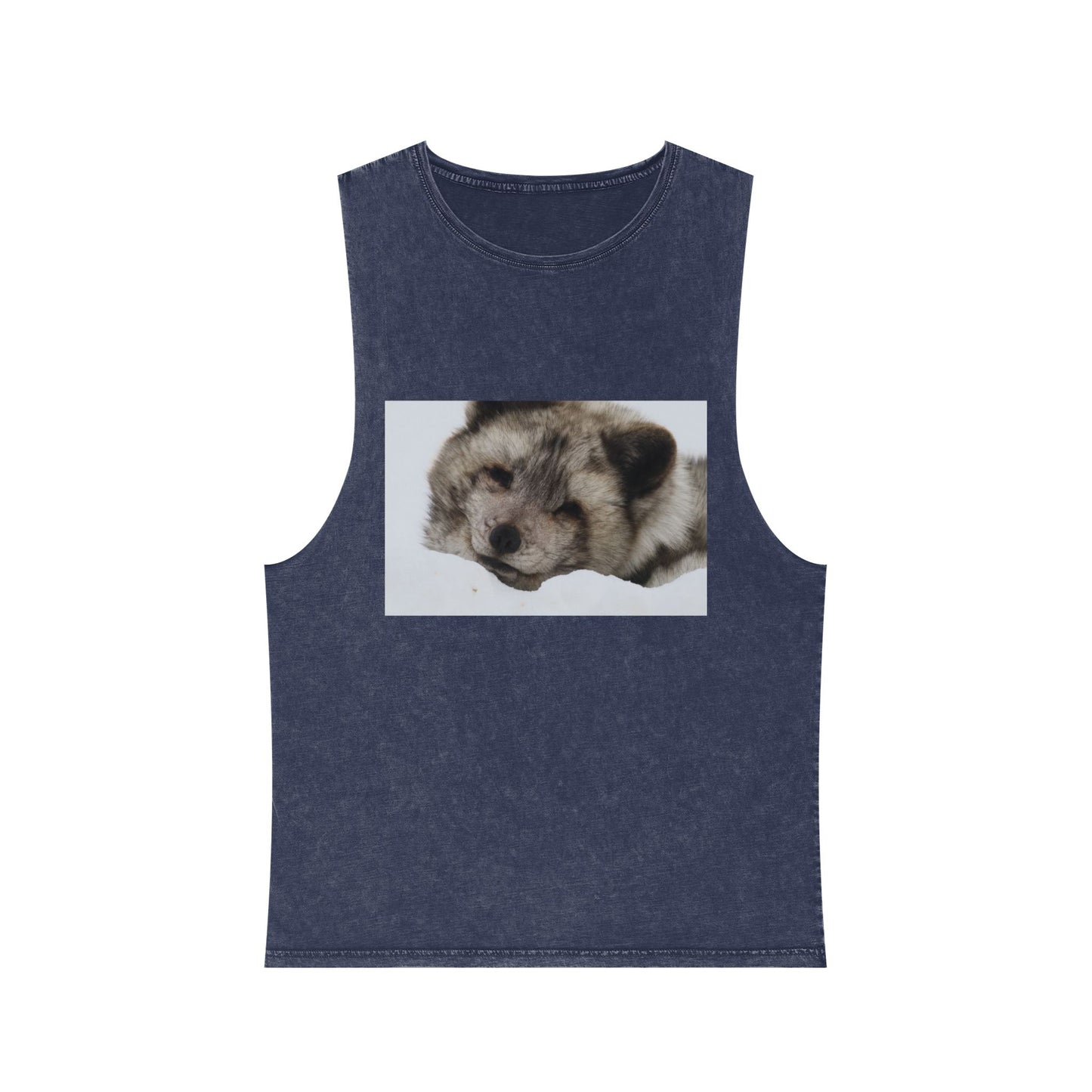 Arctic Fox Sleeping Photo Tank Top — Vintage Stonewash Sleeveless Tee