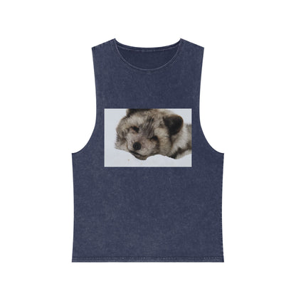 Arctic Fox Sleeping Photo Tank Top — Vintage Stonewash Sleeveless Tee