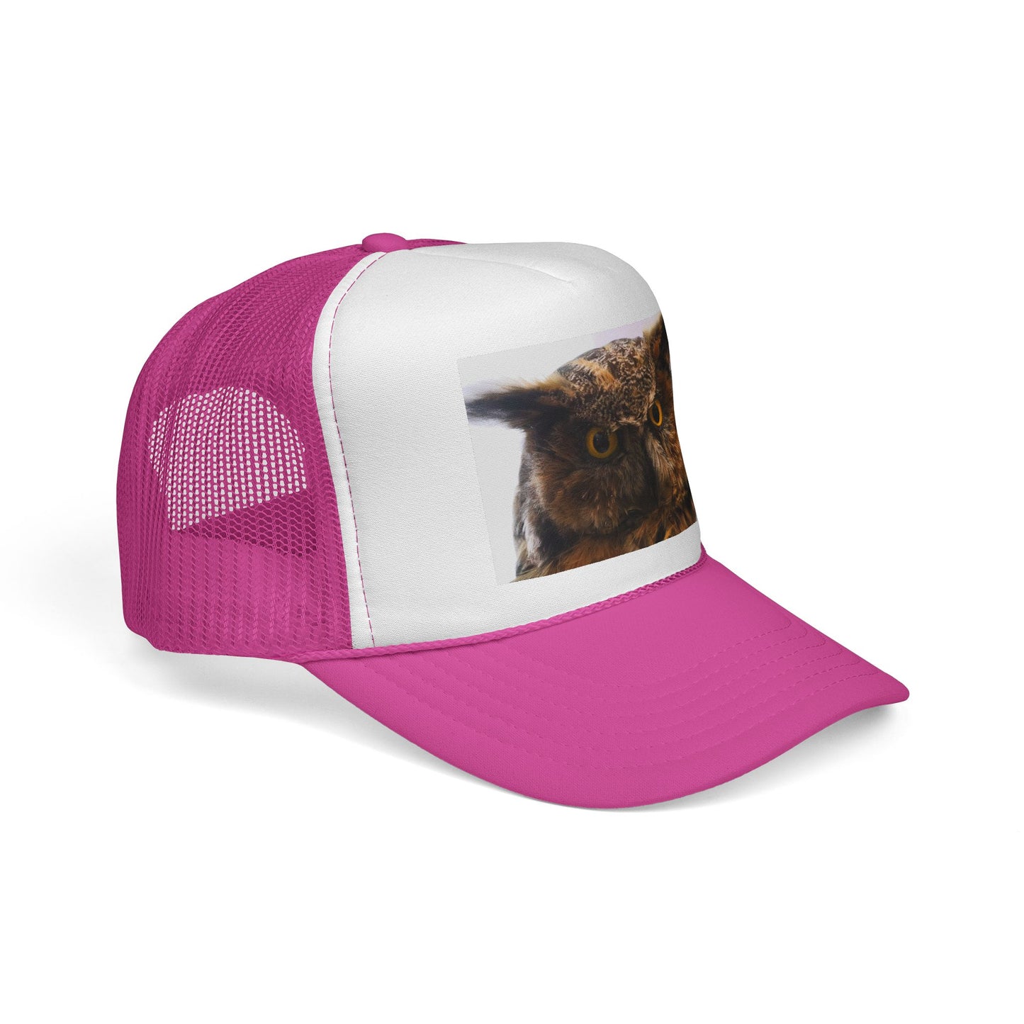 Owl Portrait Trucker Cap — Rustic Wildlife Snapback Hat