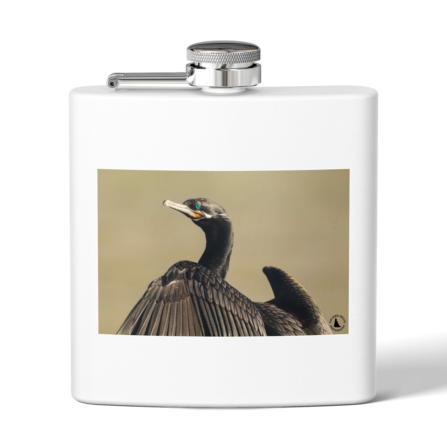 Cormorant Photo Stainless Steel Flask – 6oz Pocket Hip Flask for Birdwatchers & Outdoor Lovers
