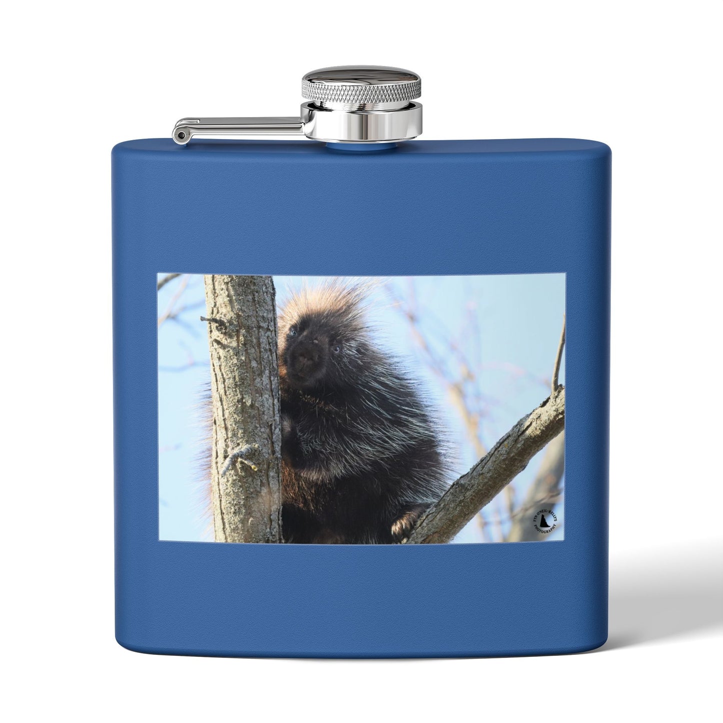Porcupine Photo Stainless Steel Flask — 6oz Wildlife Hip Flask