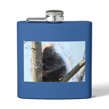 Porcupine Photo Stainless Steel Flask — 6oz Wildlife Hip Flask
