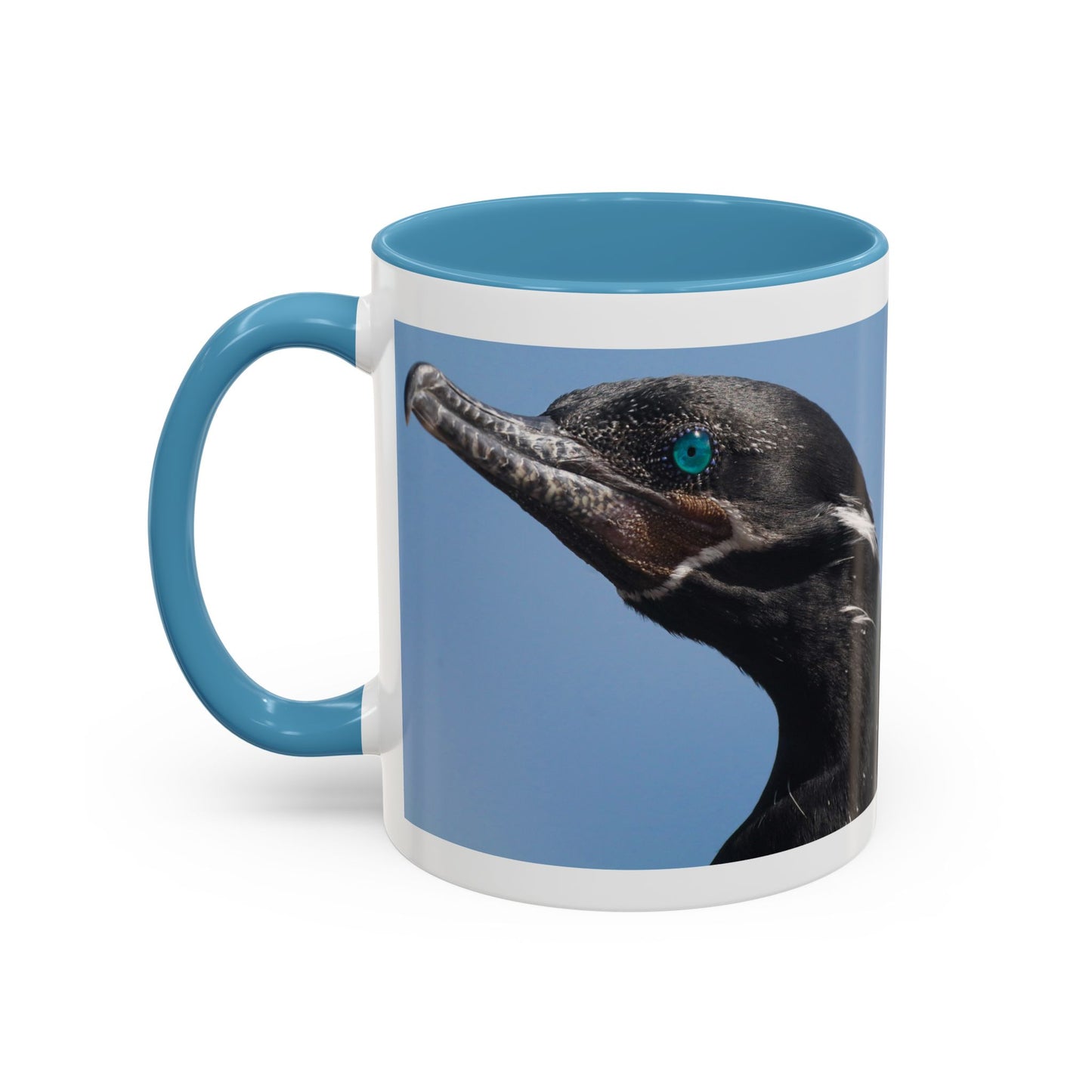 Cormorant Accent Coffee Mug — Blue Bird Portrait Ceramic Tea Cup (11/15oz)