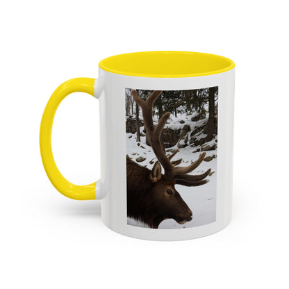 Elk in Snow Accent Coffee Mug — Nature Wildlife Photo Mug (11/15oz)