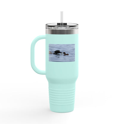 40oz Insulated Travel Mug — Wildlife Sea Otter Photo Design, Outdoor Adventure Tumbler