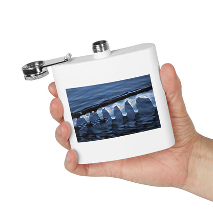 Ice Edge Flask — 6oz Stainless Steel Hip Flask with Winter Water Photography