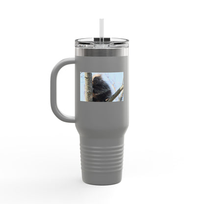 40oz Insulated Travel Mug with Cozy Raccoon Photo — Large Stainless Steel Tumbler for Road Trips & Outdoor Lovers
