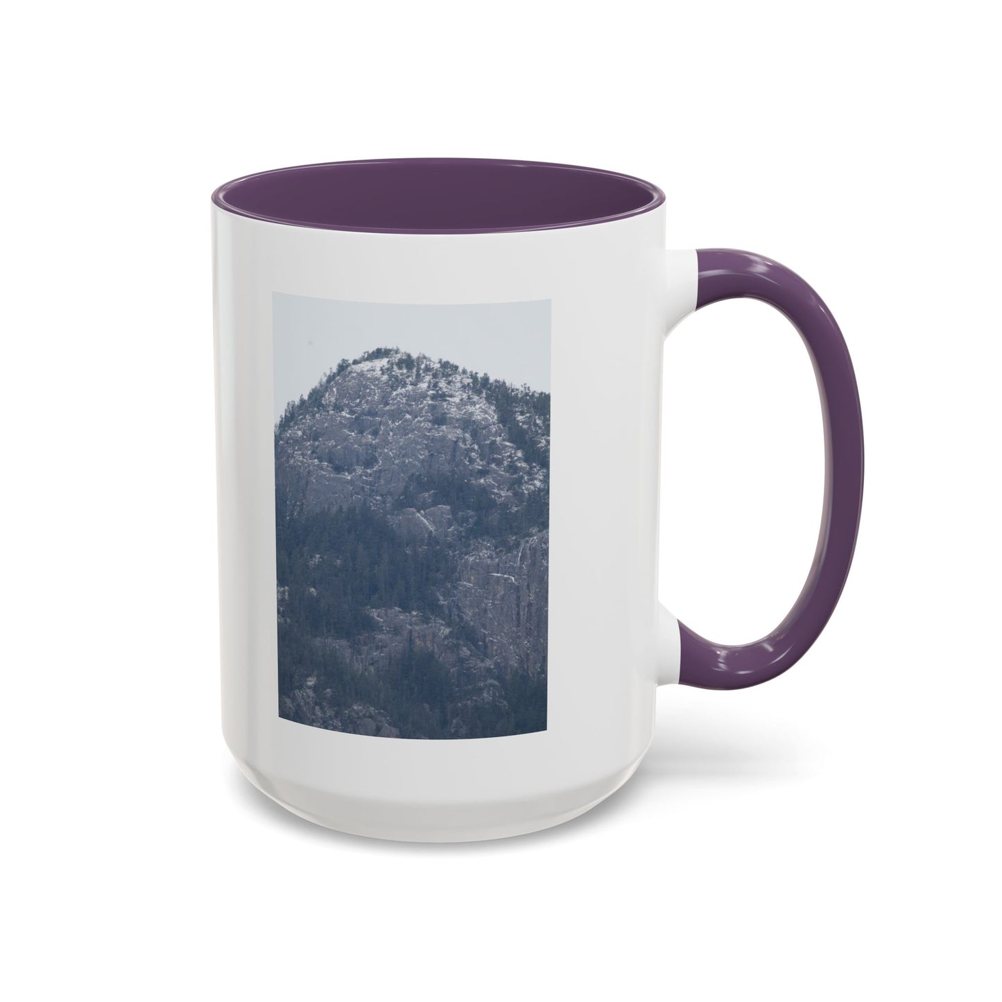 Mountain Peak Accent Coffee Mug – Snowy Forest Photo 11oz/15oz