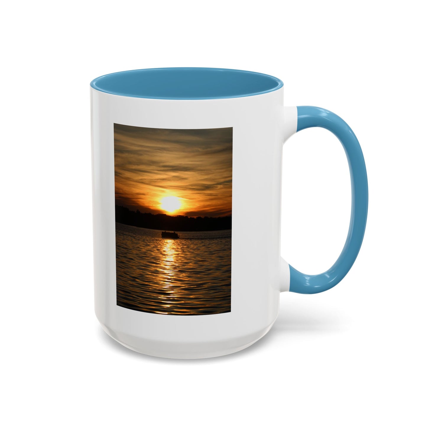 Sunset Lake Photo Accent Coffee Mug — Golden Sunset Reflection (11/15oz)