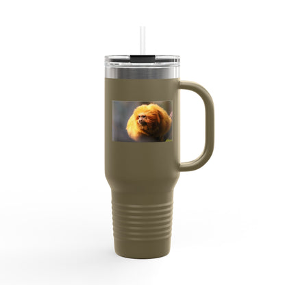 40oz Insulated Travel Mug with Cute Golden Pomeranian Photo