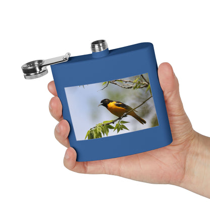 6oz Bird Photo Stainless Steel Flask — Baltimore Oriole Nature Gift